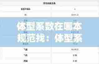 体型系数在哪本规范找:体型系数大些好还是小好