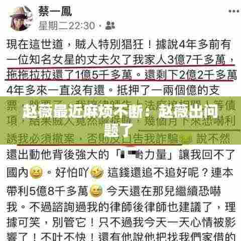 赵薇最近麻烦不断：赵薇出问题了 