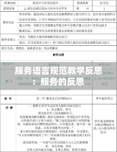 服务语言规范教学反思:服务的反思