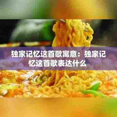 独家记忆这首歌寓意:独家记忆这首歌表达什么