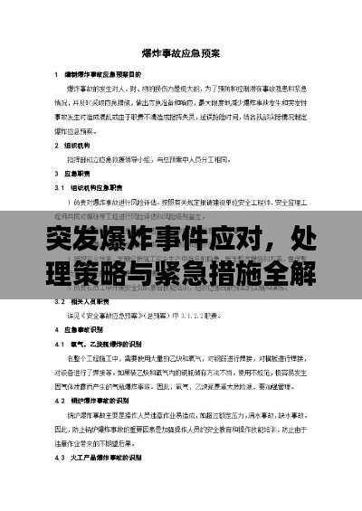 突发爆炸事件应对,处理策略与紧急措施全解析