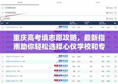 重庆高考填志愿攻略，最新指南助你轻松选择心仪学校和专业