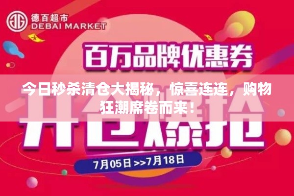 今日秒杀清仓大揭秘,惊喜连连,购物狂潮席卷而来!