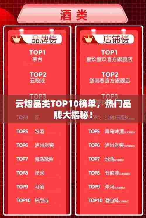 云烟品类TOP10榜单,热门品牌大揭秘!